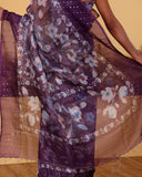 Moonga Tissue Burgandy Embroidery Saree