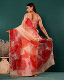 Peach Floral Woven Organza Saree