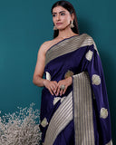 Handloom Banarasi Royal Blue Katan Silk Saree