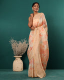 Handwoven Peach Tissue Moonga Silk Saree
