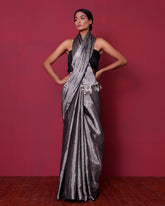 Handwoven Silver Tissue Silk Saree