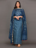 Silk Cotton Blue Stripes Dupatta