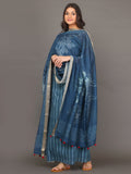 Silk Cotton Blue Stripes Dupatta