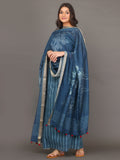 Silk Cotton Blue Stripes Suit Piece