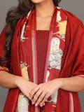 Deep Red Pichwai Silk Cotton Dupatta