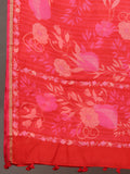 Stawberry Red Pichwai Silk Cotton Dupatta