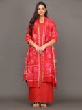 Stawberry Red Pichwai Silk Cotton Suit Set