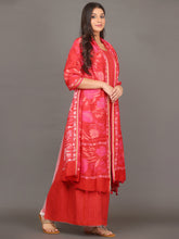 Stawberry Red Pichwai Silk Cotton Suit Set