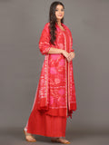 Stawberry Red Pichwai Silk Cotton Dupatta