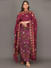 Burgungy Pichwai Cotton Silk Suit Set