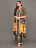 Chocolate Brown Cotton Silk Pichwai Suit Set