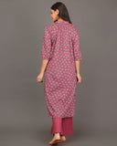 Flamingo Colour Mandarin Collar Kurta Set