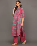 Flamingo Colour Mandarin Collar Kurta