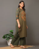 Moss Green Kalamkari Kurta