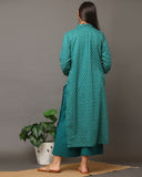 Teal Green Small Floral Kurta Bottom Set