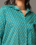 Teal Green Small Floral Kurta