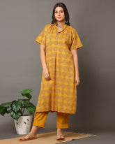 Gold Ajrakh Kurta