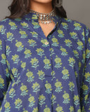 Shirt Style Navy Blue Floral Co-Ord Set