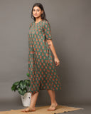 Earthy Green Floral Dress