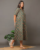 Earthy Green Floral Dress