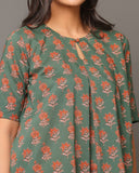Earthy Green Floral Dress