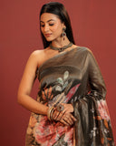 Silk Zari Stripes Floral Stripes Saree