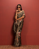 Silk Zari Stripes Floral Stripes Saree