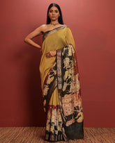 Mustard Wowen Moonga Silk Saree