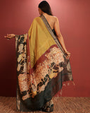 Mustard Wowen Moonga Silk Saree