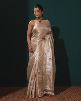 Banarasi Tissue Ivory Silk Saree