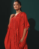 Red Satin Kaftan Set