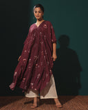 Burgandy Silk Cotton Kaftan