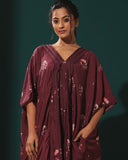 Burgandy Silk Cotton Kaftan