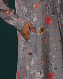 Floral Grey Linen Kurta