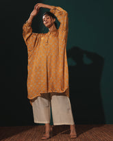 Mustard Satin Loose Kurta Set