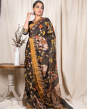 Charcaol Black Tissue Matka Silk Saree - Silk Mark Certified