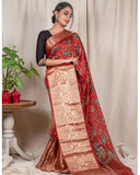Ruby Red Moonga Silk Saree - Silk Mark Certified