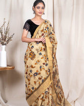 Beige Moonga Silk Saree - Silk Mark Certified