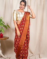 Maroon Matka Silk Saree - Silk Mark Certified