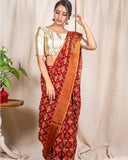 Maroon Matka Silk Saree - Silk Mark Certified
