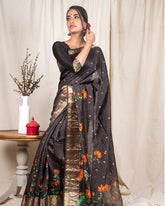 Chocolate Brown Moonga Silk Saree - Silk Mark Certified
