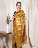 Mustard Moonga Silk Saree - Silk Mark Certified