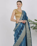 Aqua Blue Katan Silk Saree - Silk Mark Certified