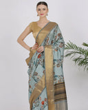 Bluish Grey Katan Silk Saree - Silk Mark Certified
