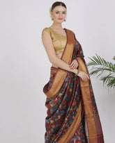 Burgundy Katan Silk Saree - Silk Mark Certified