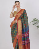 Peacock Green Katan Silk Saree - Silk Mark Certified