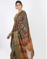 Blackish Blue Moonga Silk Saree - Silk Mark Certified