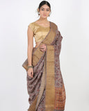 Cabbage Rose Moonga Silk Saree - Silk Mark Certified