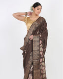 Coffee Brown Moonga Silk Saree - Silk Mark Certified