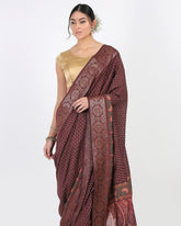 Deep Maroon Moonga Silk Saree - Silk Mark Certified